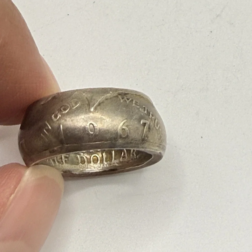 1967 Kennedy JFK Half Dollar Coin Silver Tone Ring Size 6.5